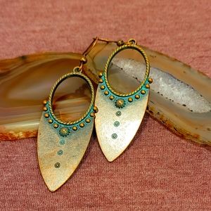 Bronze Copper Patina Earrings Vintage Boho Style
